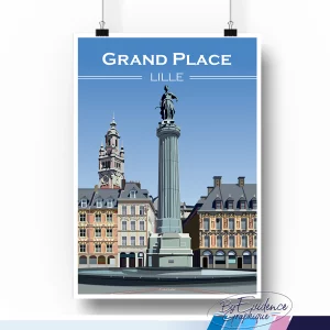 Grand Place LILLE affiche illustration evidencegraphique