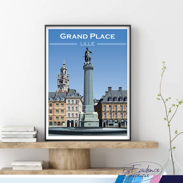 Lille Grand place affiche 30*40 evidencegraphique