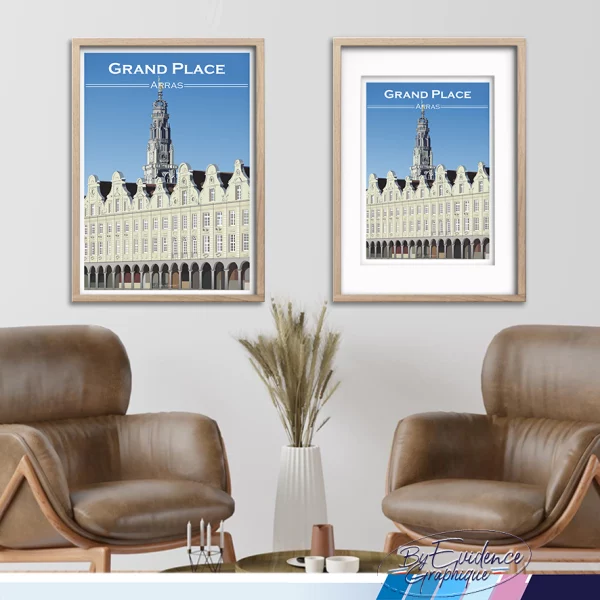 Arras GrandPlace Beffroi affiche création evidencegraphique