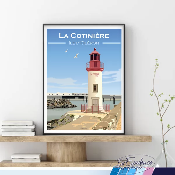 Ile d'Oléron La cotiniere phare affiche 30*40 evidencegraphique