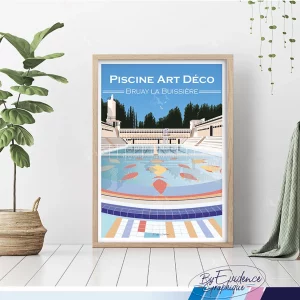 Piscine Art Déco Bruay la Buissière Affiche A4 evidencegraphique