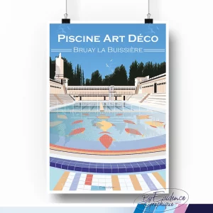 Piscine Art Déco Bruay la Buissière Affiche evidencegraphique