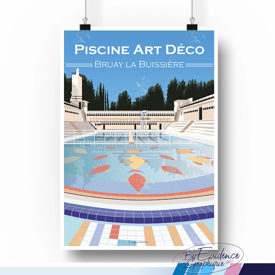 Piscine Art Déco Bruay la Buissière Affiche evidencegraphique