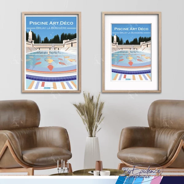 Piscine Art Déco Bruay la Buissière affiche evidencegraphique