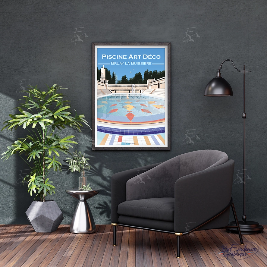 Piscine Art Déco - Bruay la Buissière - affiche - evidencegraphique