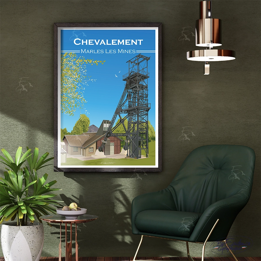 Chevalement Marles les Mines Affiche deco EvidenceGraphique