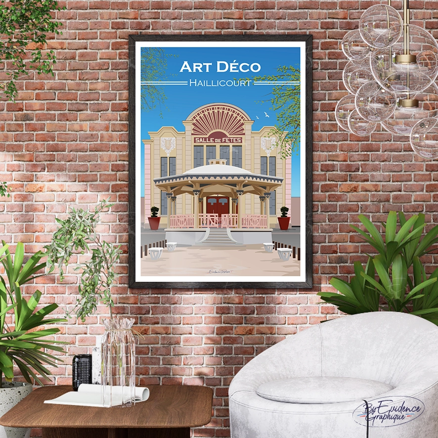 Kiosque Haillicourt-art déco- Affiche A4 evidencegraphique