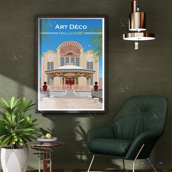 Kiosque Haillicourt - art déco - Affiche A4 evidencegraphique