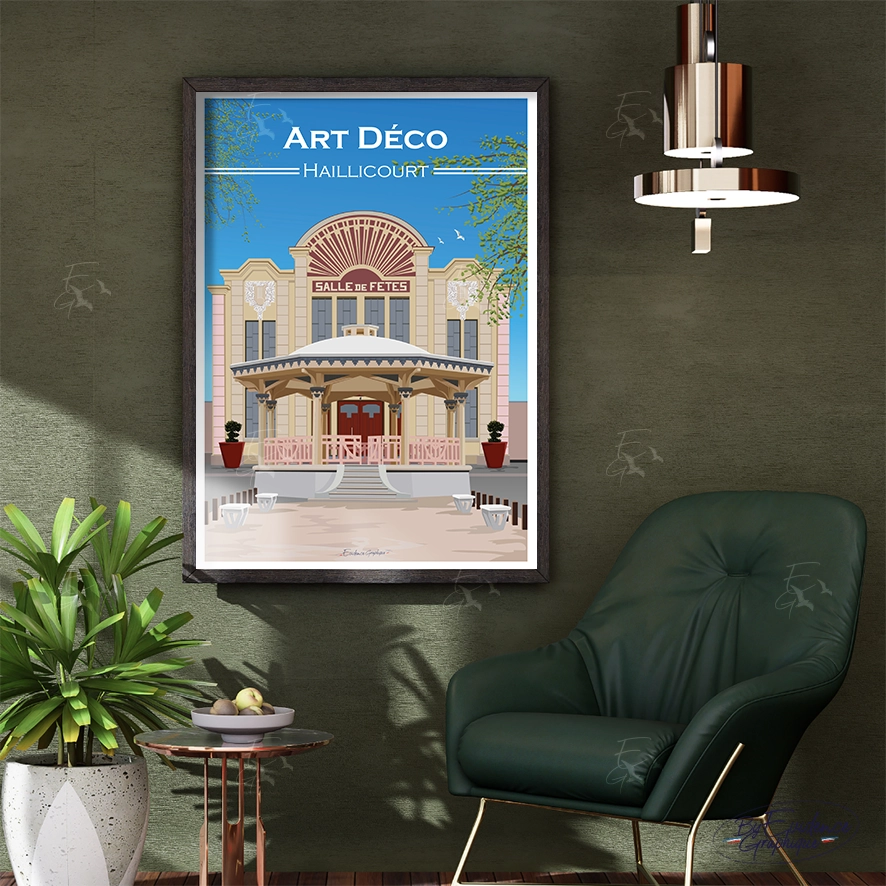 Kiosque Haillicourt - art déco - Affiche A4 evidencegraphique
