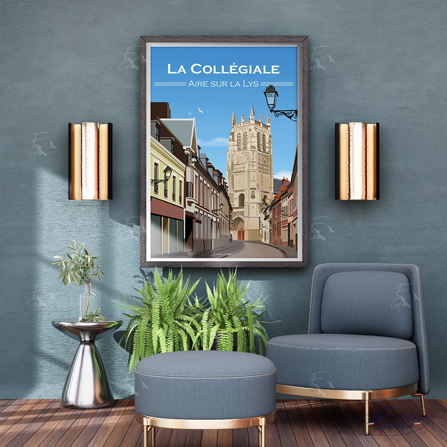 La Collégiale - Aire sur la Lys affiche 30*40 evidencegraphique