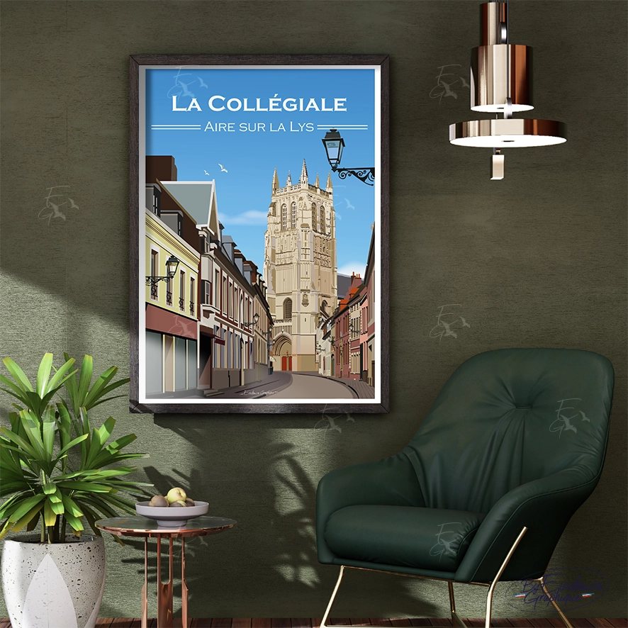 La Collégiale - Aire sur la Lys - affiche 30*40 evidencegraphique