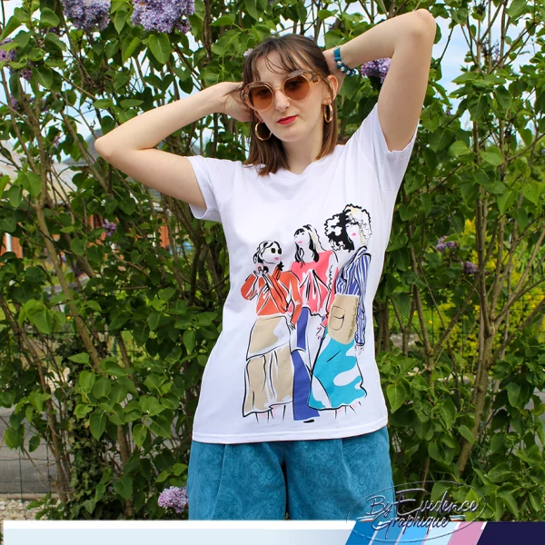 Tee shirt imprimé femme bleu collab AxelleLaure X Evidencegraphique