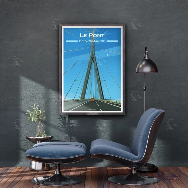 Pont de Normandie - Affiche - illustration - evidencegraphique