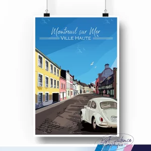 Montreuil sur mer - Haute ville - affiche illustration evidencegraphique