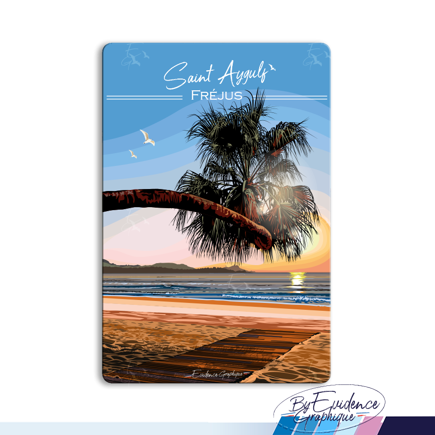 Magnet Frejus St Aygulf plage illustré evidencegraphique