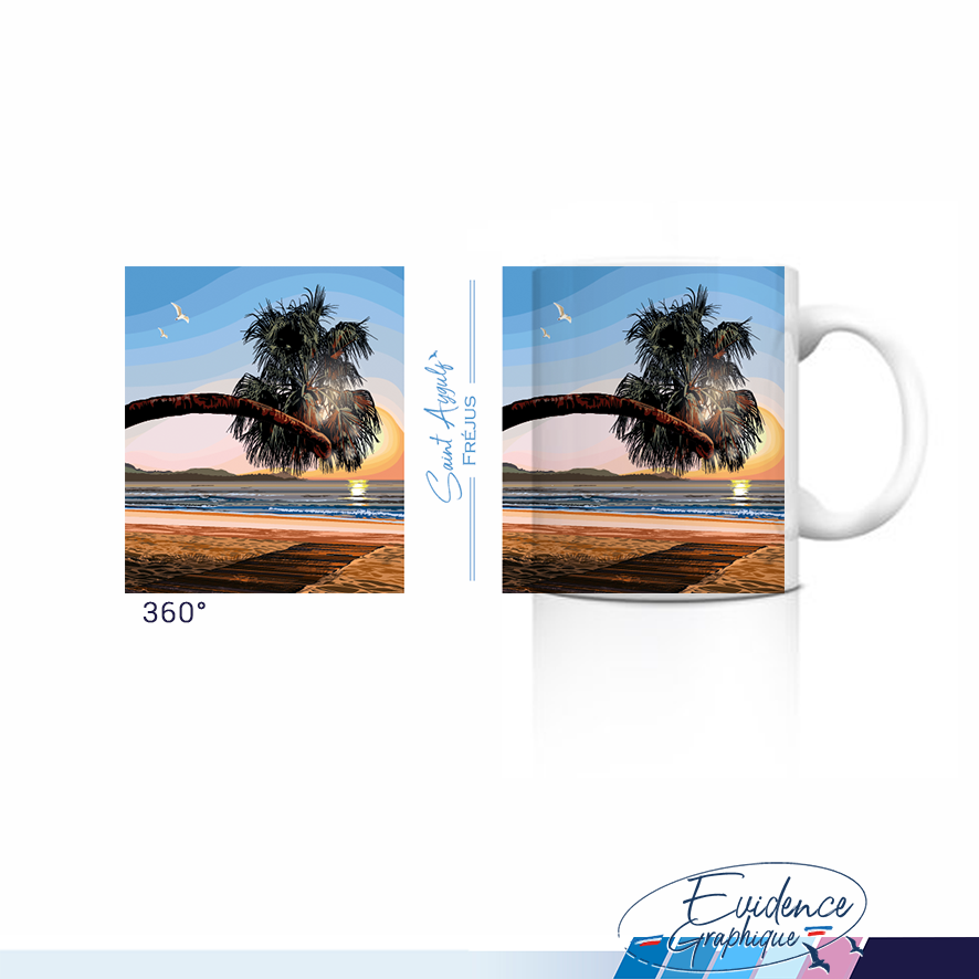 Mug 360 St aygulf frejus plage palmier evidencegraphique