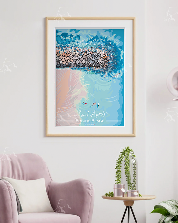 St Aygulf - Fréjus - Plage - Affiche - cote d'azur - evidencegraphique