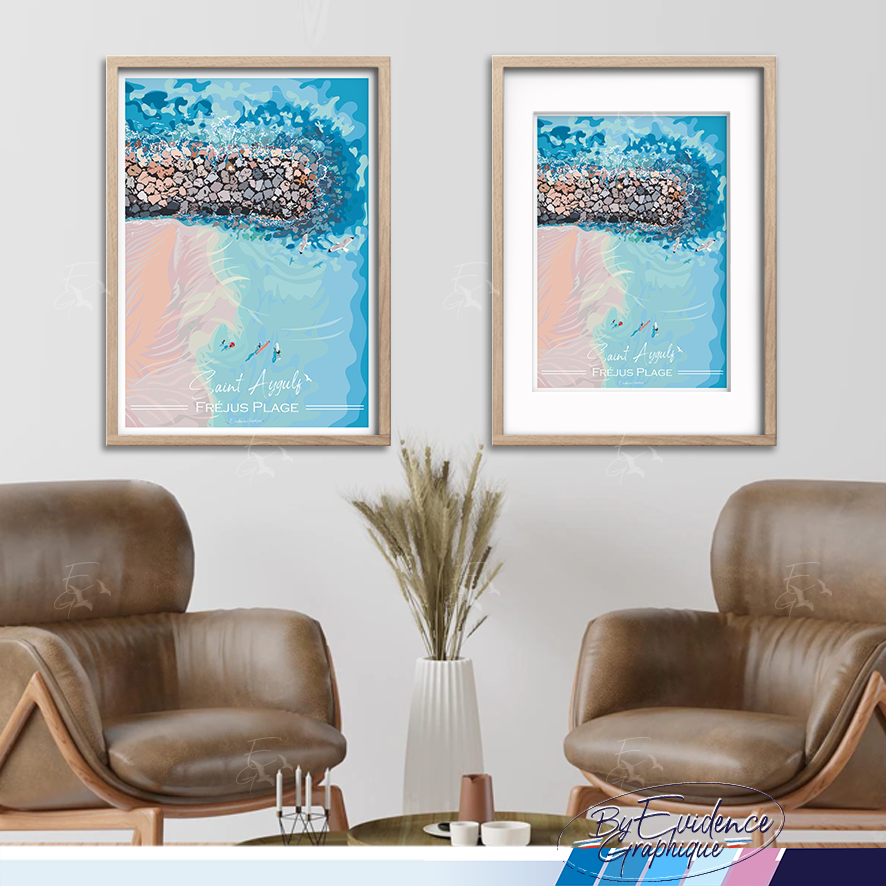 St Aygulf - Plage - Fréjus- Affiche - cote d'azur - evidencegraphique