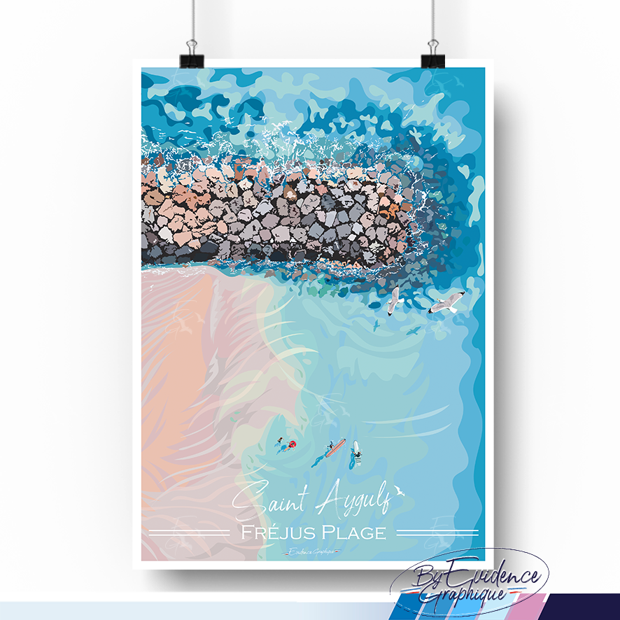 St Aygulf plage - Fréjus - Affiche - cote d'azur - evidencegraphique