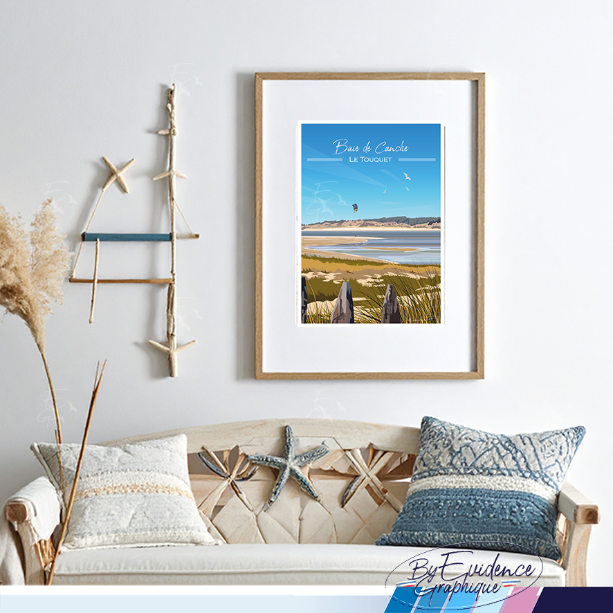 Baie de canche -Le Touquet - affiche cote d'opale - evidencegraphique