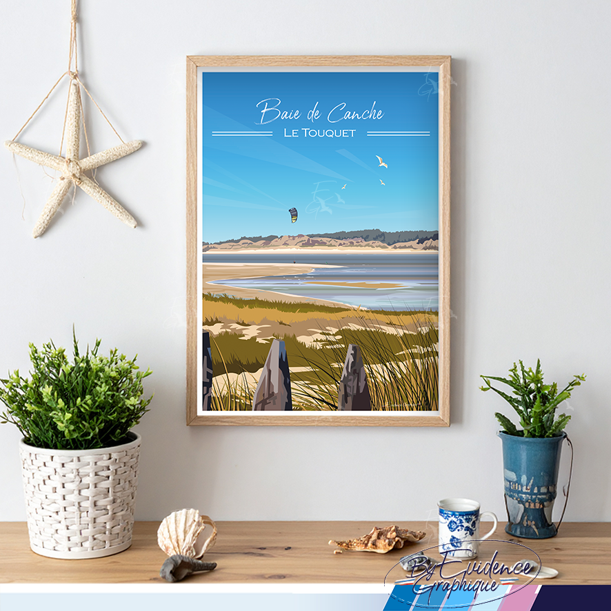 Baie de canche - le touquet - affiche - creation - evidencegraphique