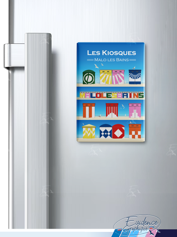 Magnet frigo - Les kiosques Malo les Bains - EvidenceGraphique