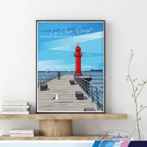 Le phare Rouge - Boulogne sur Mer - Affiche 3040 - evidencegraphique
