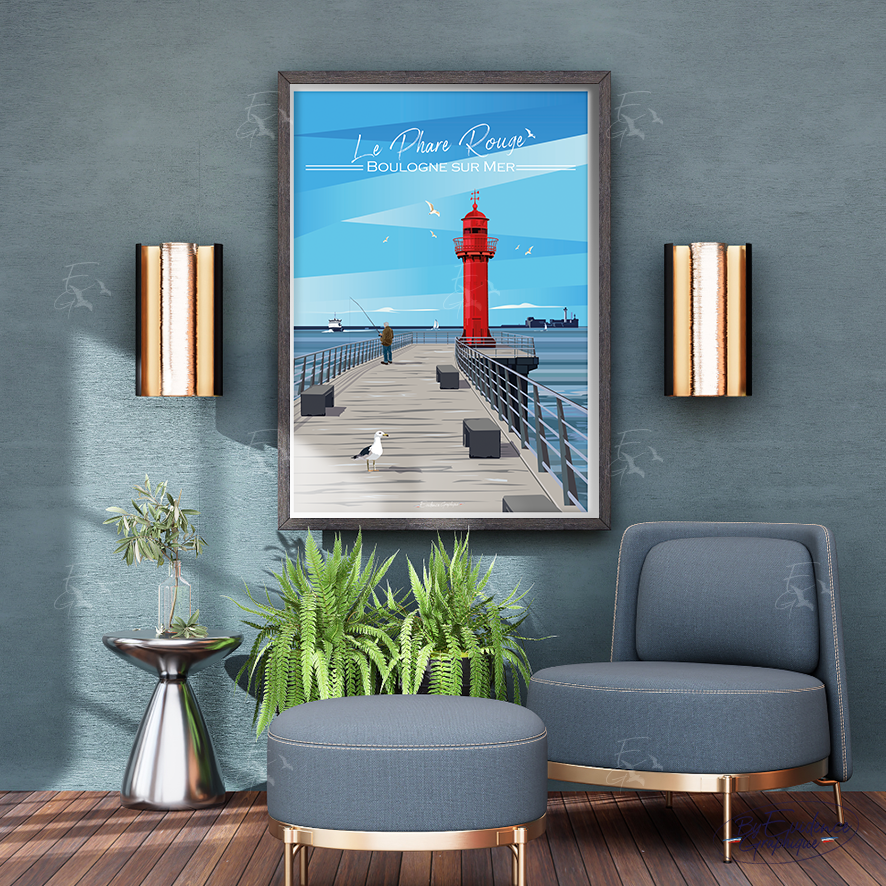 Le phare rouge - boulogne sur mer - affiche - creation - evidencegraphique