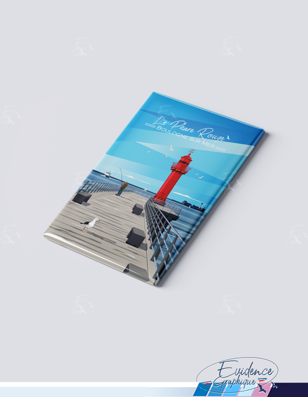 Magnet - Le phare rouge - Boulogne sur mer - cote d'opale - EvidenceGraphique