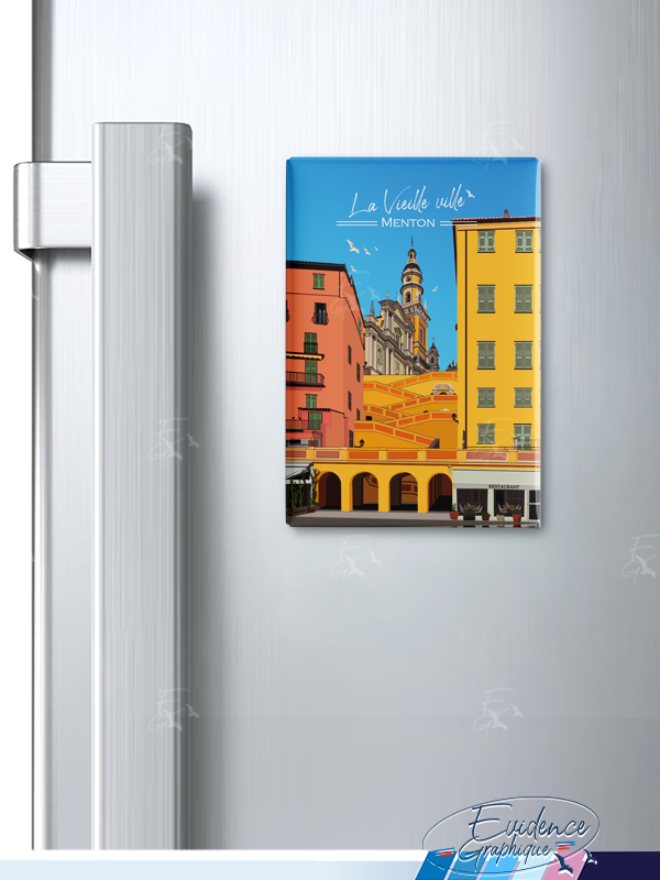 Magnet frigo - Menton - la vieille ville - Cote d'azur - EvidenceGraphique