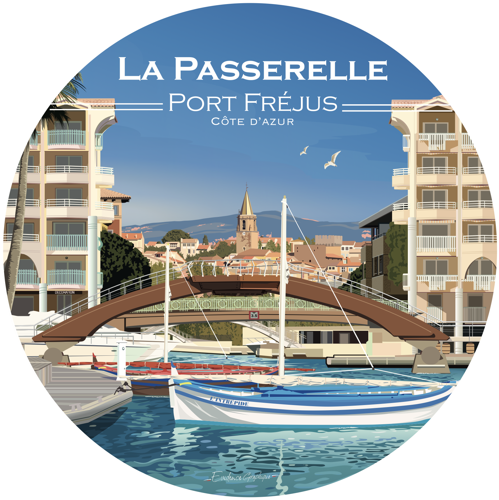 illustration originale la passerelle port frejus - evidencegraphique