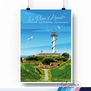 Phare d'Aprech - Le Portel - cote d'opale - affiche illustrée - evidencegraphique