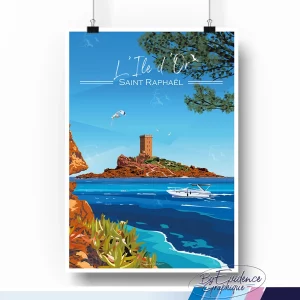 Affiche - L'ile d'or - Saint raphael - cote d'azur - evidencegraphique