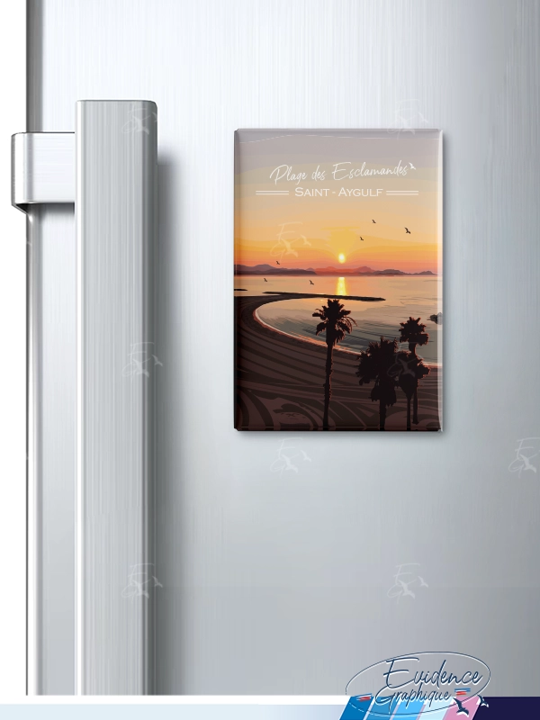 Magnet frigo - Plage des Esclamandes - St Aygulf - cote d'azur - EvidenceGraphique