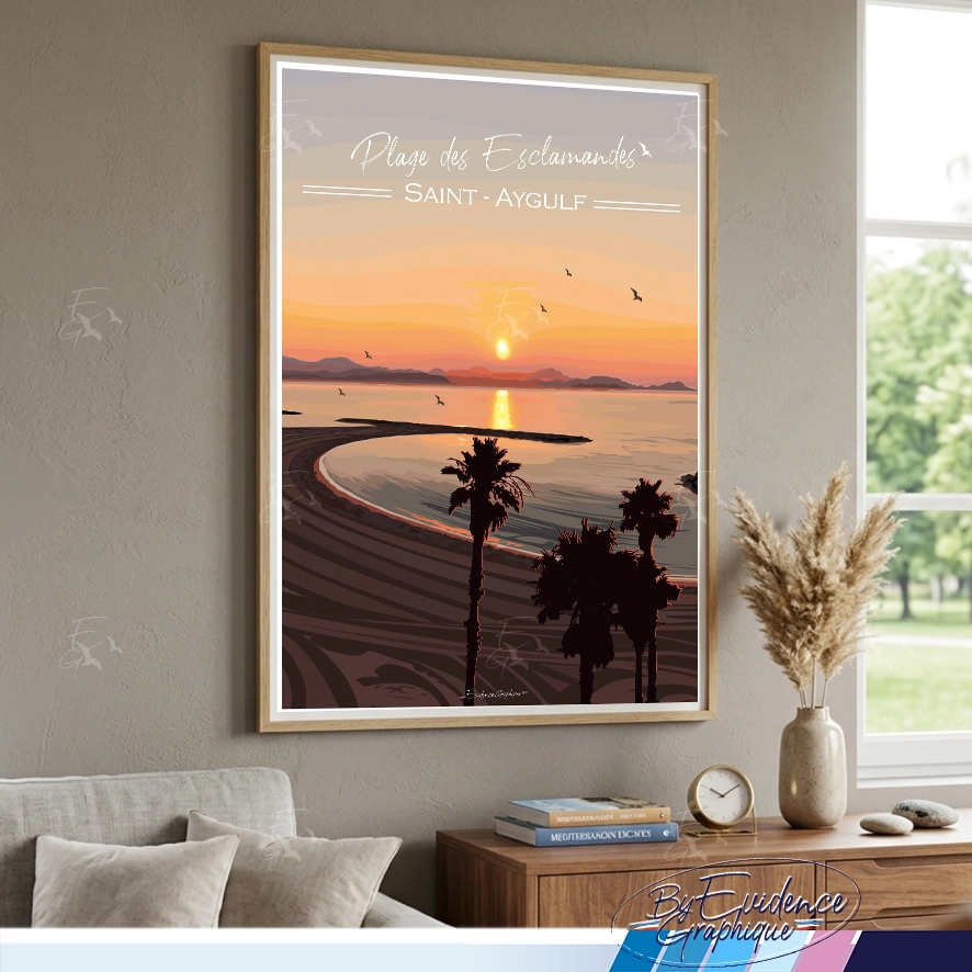 plage des escamandes saint aygulf - Cote d'azur - Affiche - evidencegraphique