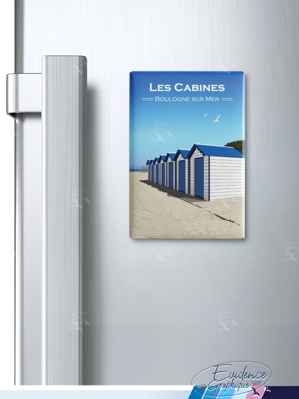 Magnet frigo - Les cabines - Boulogne sur mer - cote d'opale- EvidenceGraphique