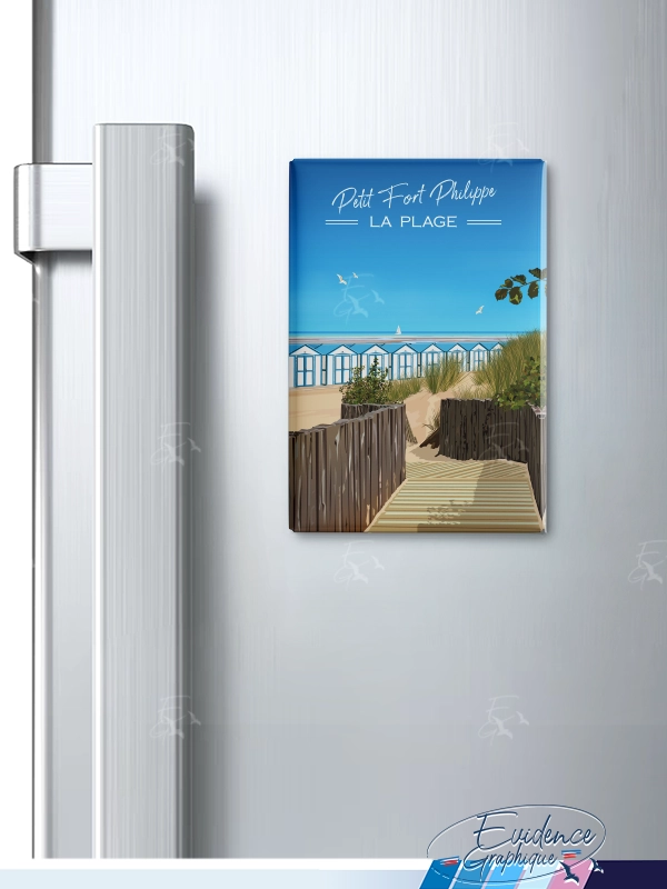 Magnet frigo - Petit Fort Philippe - la plage - cote d'opale- EvidenceGraphique