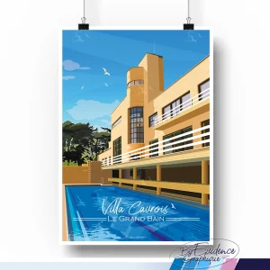 Villa Cavrois - Le grand bain - Hauts de France - affiche illustrée - evidencegraphique