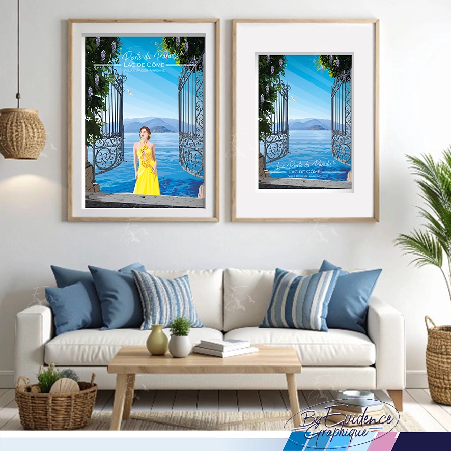 Affiche - la porte du paradis - lac de come -italie- creation evidencegraphique