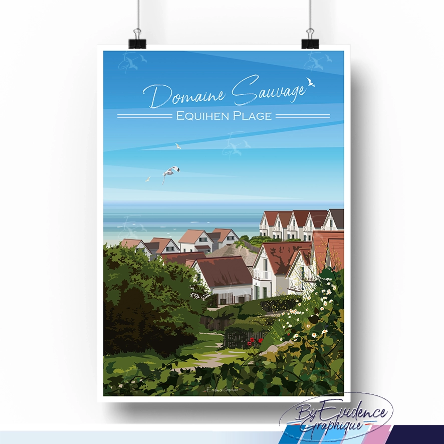 Domaine sauvage - equihen plage - cote d opale - affiche illustrée - evidencegraphique